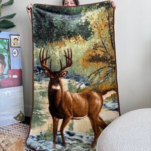 Vintage Deer Fleece Blanket